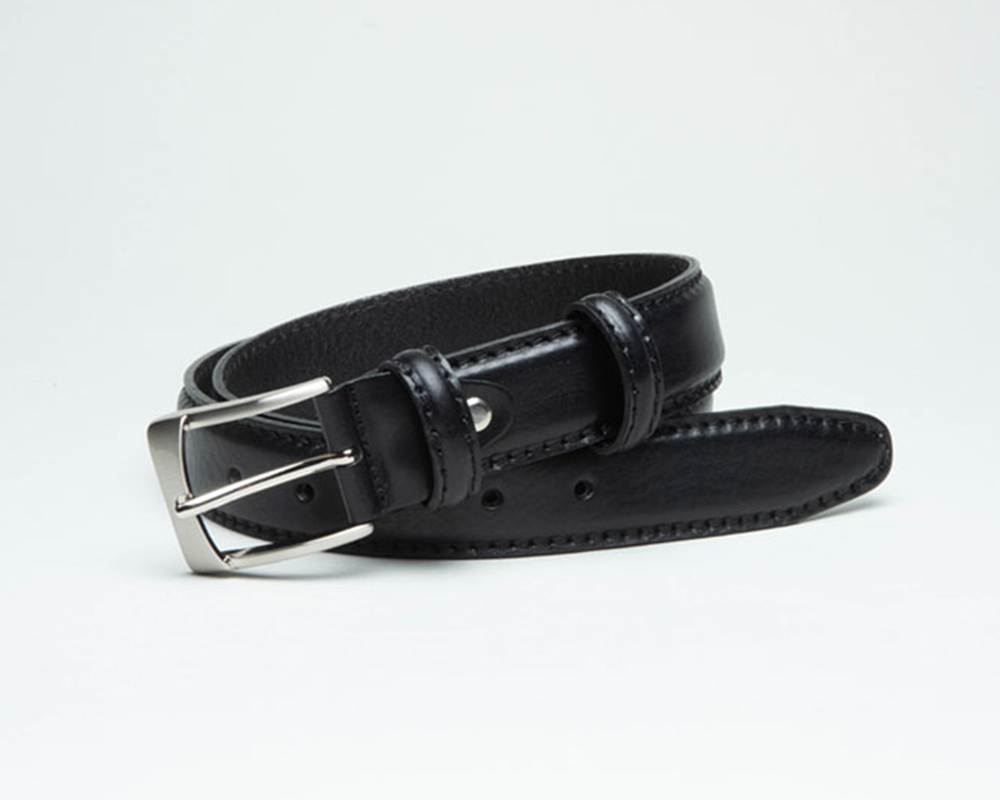 Mens 35mm Black Ibex Stitched Heavy Full Grain Leather Belt - The ...