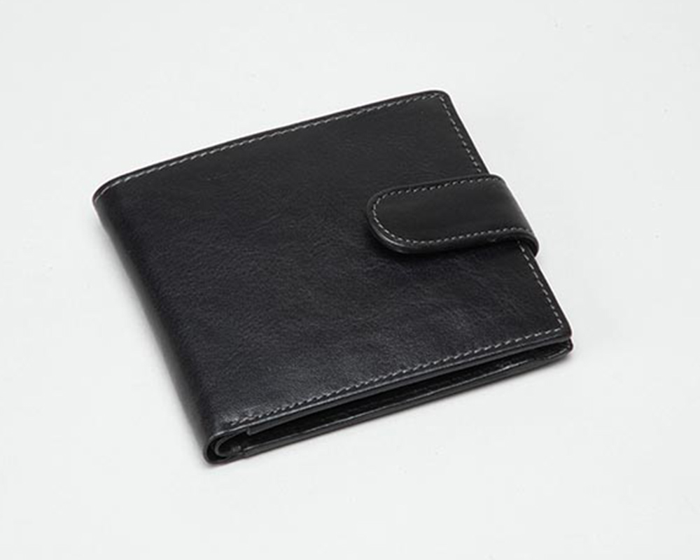Mens Black Colorado Leather RFID-Secure Bi-Fold Wallet - The Leather Locker