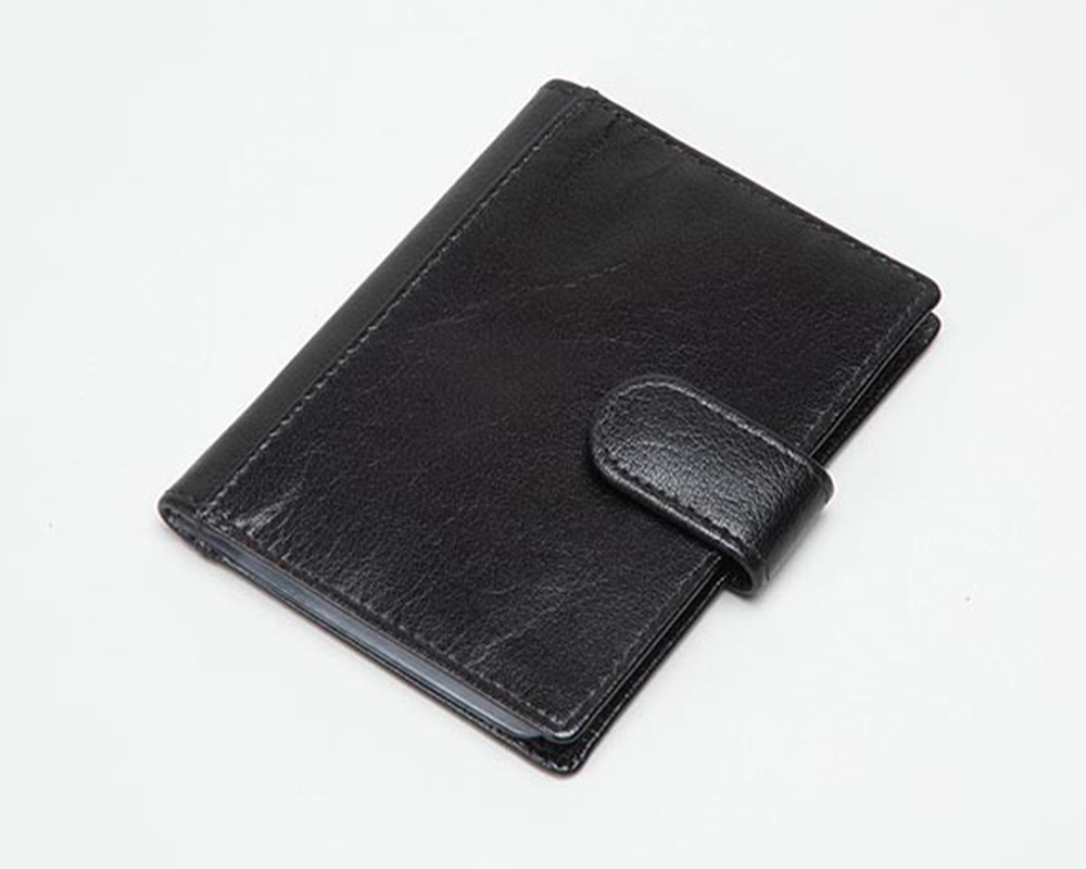 Mens Black Ranch Leather RFID-Secure Card Holder - The Leather Locker