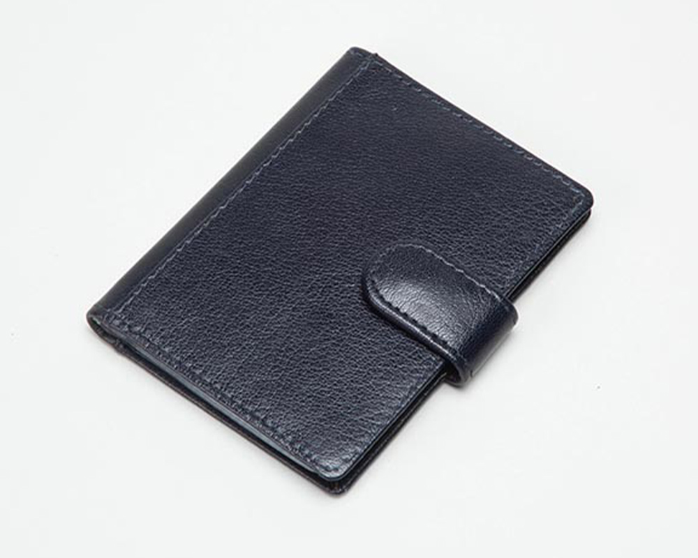 Mens Navy Ranch Leather RFID-Secure Card Holder - The Leather Locker