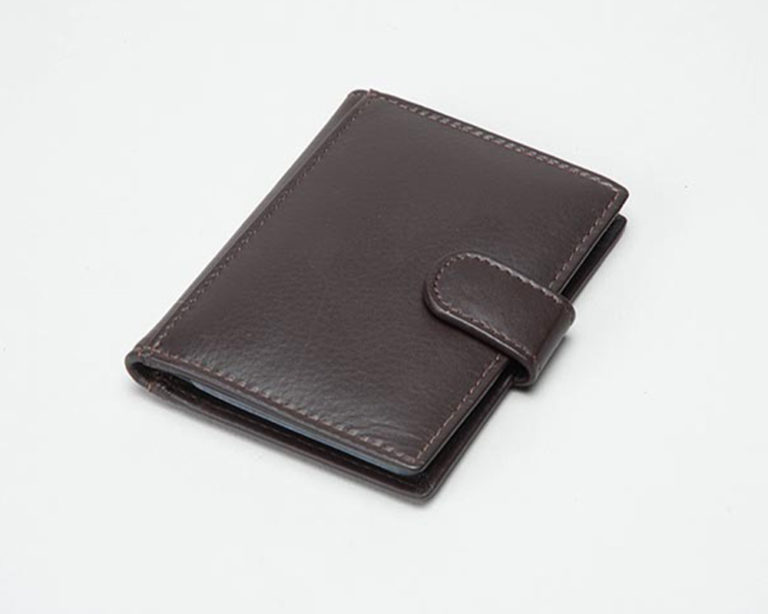 Mens Brown Milled Nappa Leather RFIDSecure Card Holder The Leather