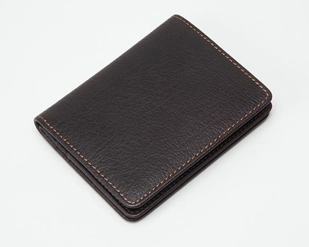 Mens Brown Milled Buffalo Leather RFID-Secure Card Holder - The Leather ...