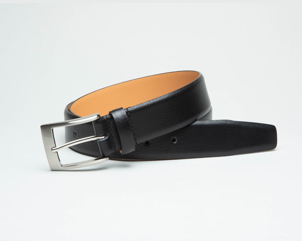 Mens 35mm Black Ibex Formal Leather Belt - The Leather Locker