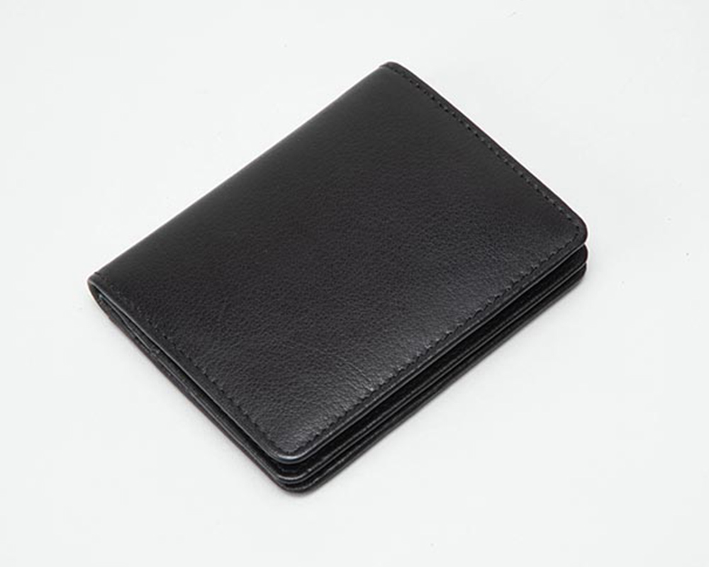 Mens Black Milled Buffalo Leather RFIDSecure Card Holder The Leather
