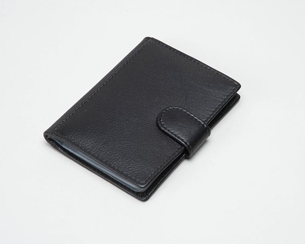 Mens Black Milled Nappa Leather RFIDSecure Card Holder The Leather